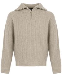 Yves Salomon - Zip-Front Ribbed-Knit Sweater - Lyst