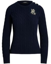 Ralph Lauren - Cable-Knit Button-Detail Sweater - Lyst