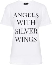 Elisabetta Franchi - T-Shirt mit Slogan-Print - Lyst