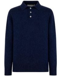 Amaranto - Button-Placket Polo-Collar Sweater - Lyst