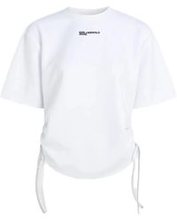 KARL LAGERFELD - Tie Detail Ruched T-Shirt - Lyst