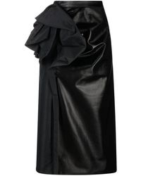 Maison Margiela - Faux-leather Draped Midi Skirt - Lyst