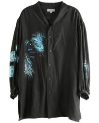 Yohji Yamamoto - Blouse Imprimée À Col Noué - Lyst