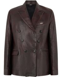 Gcds - Leather Double-Breasted Blazer - Lyst