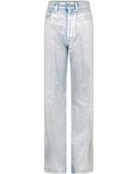 Rabanne - Vaqueros Rectos Con Acabado Metalizado - Lyst
