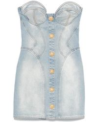 Balmain - Short Denim Dress - Lyst