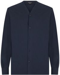 Emporio Armani - Icon Technical Seersucker V-Neck Shirt - Lyst