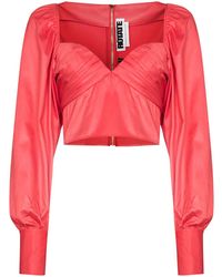 ROTATE BIRGER CHRISTENSEN - Deep V-Neck Ruched Blouse - Lyst