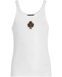 Dolce & Gabbana - Ribbed Jersey Tank Top With Patch - Lyst
