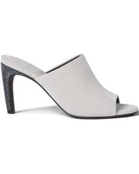 Brunello Cucinelli - Open-Toe Heeled Mules - Lyst