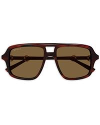 Gucci - Horsebit-Detail Geometric-Frame Sunglasses - Lyst