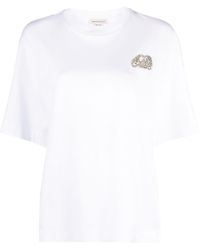 Alexander McQueen - Seal Logo T-shirt In Bianco - Lyst
