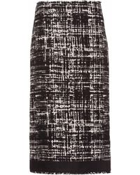 Prada - High-rise Tweed Midi Skirt - Lyst