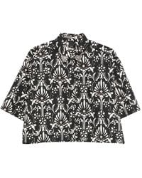 Pinko - Cropped Blouse Met Metallic Details En Print - Lyst