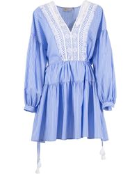 Ermanno Scervino - Striped Lace-Insert Mini Dress - Lyst