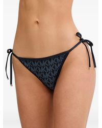 MICHAEL Michael Kors - Logo-Print Side-Tie Bikini Bottoms - Lyst