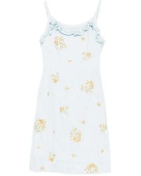 ShuShu/Tong - Robe Mi-Longue À Volants Et Ornement Floral - Lyst