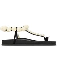 Jimmy Choo - Miro Pearl-Embellished Leather Sandals - Lyst