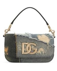 Dolce & Gabbana - Logo Plaque Patchwork Denim Cross Body Bag - Lyst