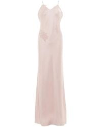 Stolen Stores - Lace-Appliqué Satin Dress - Lyst