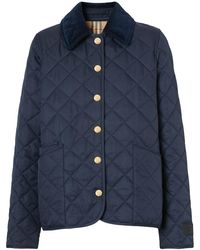 Burberry - Reversible Corduroy-trimmed Quilted Shell And Checked Cotton Jacket - Lyst