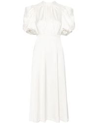 ROTATE BIRGER CHRISTENSEN - Puff-Sleeve Satin Midi Dress - Lyst