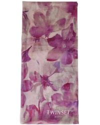 Twinset - Floral-Print Rectangular Scarf - Lyst