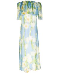 Carolina Herrera Off-shoulder Avondjurk - Blauw