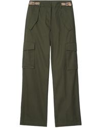 Burberry - Check Trim Gabardine Cargo Trousers - Lyst