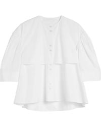 Jil Sander - Chemise Froncée En Popeline À Manches Courtes - Lyst