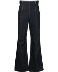 Gcds - Contrast-Stitching High-Rise Flared Jeans - Lyst