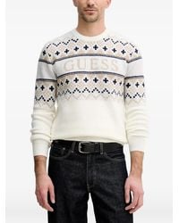 Guess - Patterned Crew-Neck Sweater - Lyst