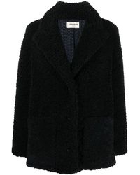Zadig & Voltaire - Double-breasted Faux Shearling Coat - Lyst