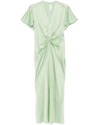 Victoria Beckham - Gathered V-Neck Midi Dress - Lyst