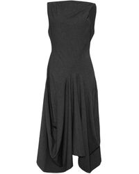 Goen.J - Twisted-shoulder Structured Draping Midi Dress - Lyst