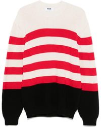 MSGM - Striped Cotton Sweater - Lyst