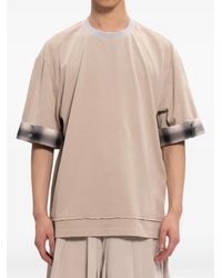 Feng Chen Wang - T-Shirt À Ourlet Effet Superposé Et Détail À Carreaux - Lyst