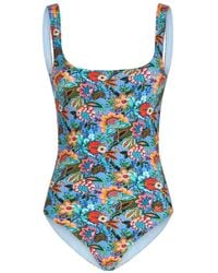 Etro - Bouquet-print Open-back Swimsuit - Lyst