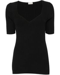 By Malene Birger - Feddea Ribbed-Knit V-Neck T-Shirt - Lyst