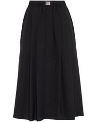 Brunello Cucinelli - Belted-waist Gather-detail Midi Skirt - Lyst