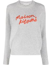 Maison Kitsuné - Logo-embroidered Waffle-knit Jumper - Lyst