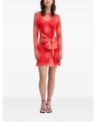 Never Fully Dressed - Mesh Geometric-Print Tie-Front Mini Dress - Lyst