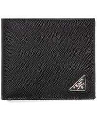 Prada - Triangle-logo Bi-fold Leather Wallet - Lyst