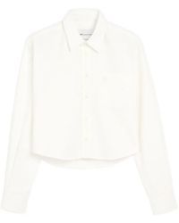 Ami Paris - Cotton Cropped Shirt With Embossed Ami De Coeur - Lyst