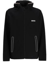 BOSS - Hooded Zip-Up Track Jacket - Lyst