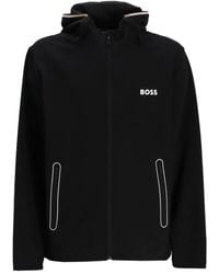 BOSS - Hooded Zip-Up Track Jacket - Lyst
