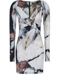 Roberto Cavalli - Mini-Jurk Met Print En V-Hals - Lyst