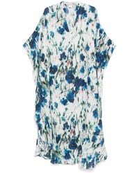 120% Lino - Maxikleid mit Blumen-Print - Lyst