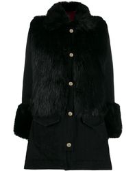 Pinko Manteau bordé de fourrure artificielle - Noir