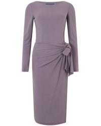 Alberta Ferretti - Draped Long-Sleeved Fitted Midi Dress - Lyst